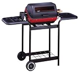 Meco 9359W Deluxe Electric Cart Grill with Rotisserie, Satin Black