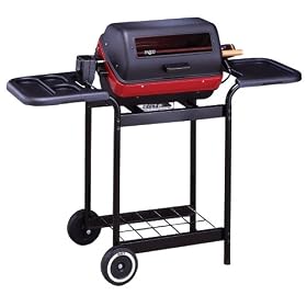 Meco 9359W Deluxe Electric Cart Grill with Rotisserie, Satin Black from Electric Grills