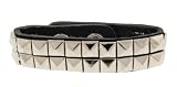 2 Rows of Pryamid Shaped Studs Leather Wrist Band Bracelet