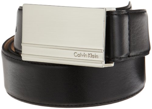 Calvin Klein Men's Feather Edge Strap With Stitch, Plaque Buckle With Engraved Logo