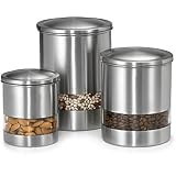 Polder KTH-8346-75 Horizontal Window Canister Set of Three, Brushed Stainless