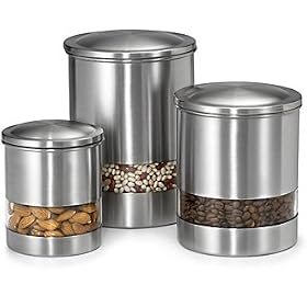Polder KTH-8346-75 Horizontal Window Canister Set of Three, Brushed Stainless by Polder