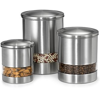 Polder KTH-8346-75 Horizontal Window Canister Set of Three, Brushed Stainless