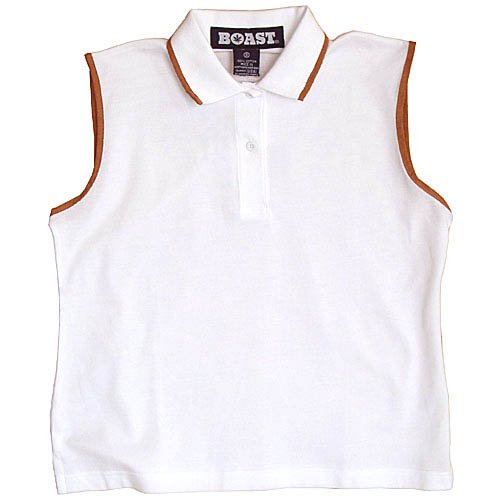 Womens Boast Sleeveless Polo-White/Tobacco