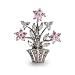 Eve's Addiction Sterling Silver Pink & Diamond CZ Flower Pot Pin