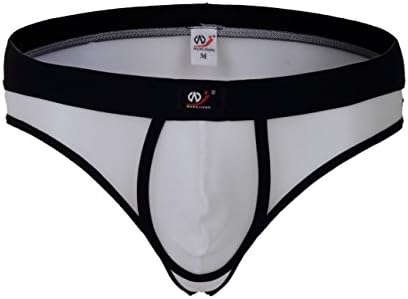 AmyTom Men's Sheer Mesh Thong Underwear Asia L = US M White