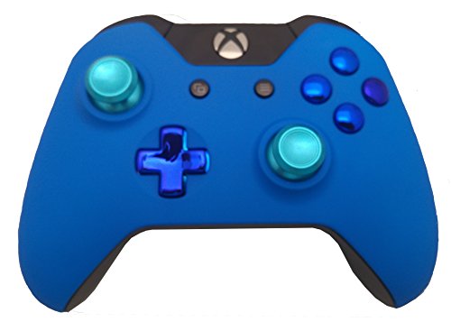 BlackZone Controllers Blue Pro Mod - Custom Soft Touch, Chrome Button Kit, Aluminum Thumbsticks