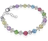 Multicolor Swarovski Crystal Sterling Silver 7 7.5 8 Adjustable Bracelet With Lobster Clasp