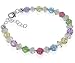 Jewelry : Multicolor Swarovski Crystal Sterling Silver 7" 7.5" 8" Adjustable Bracelet With Lobster Clasp