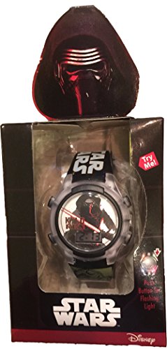 Star Wars Kylo Ren Flashing Lights LCD Watch - Black and Silver Band