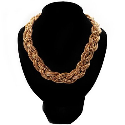 Chic Braided Choker Necklace (Gold Tone)