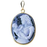 14K Yellow Gold Mother Holding Her Child Cameo Oval Pin / Pendant - 1 1/4 x 7/8