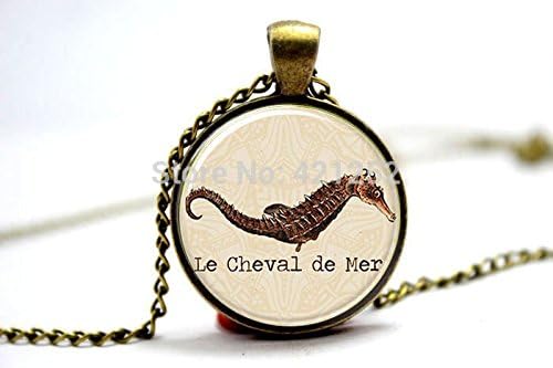 Pretty Lee 2015 Fashion Seahorse Necklace Le Cheval De Mer The Sea Horse Nautical Jewelry Glass Cabochon Dome Pendant Necklace Christmas gift