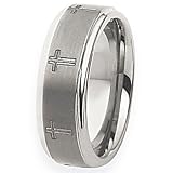 Tungsten Carbide Ring with Cross Design (8.0 mm) - Sizes 7-13