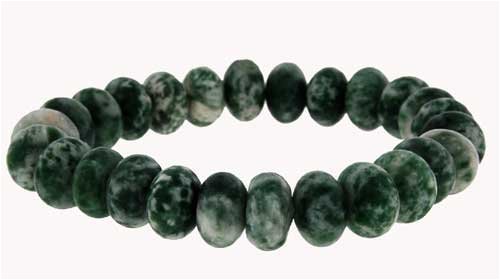 Click here to buy 10mm Rondell Bracelet - Green Spot Agate.