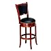 Soft Leather Swivel Bar Stool with Leather Backrest in Cherry Finish