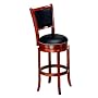 Soft Leather Swivel Bar Stool With Vinyl Backrest In Cherry Finish