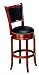 Soft Leather Swivel Bar Stool with Leather Backrest in Cherry Finish