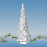Christmas Cone Decoration, Decorated with Real Cocoa Bark, Painted in Metallic Silver, 18 Tall