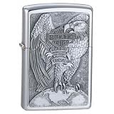 200HDH231 Brushed Chrome Finish. EAGLE AND GLOBE EMBLEM ZIPPO LIGHTER