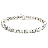 14k Choice of White or Yellow Gold Baguette and Round Diamond Tennis Bracelet (5 1/2 cttw, H-I Color, SI1-I2 Clarity), 7"