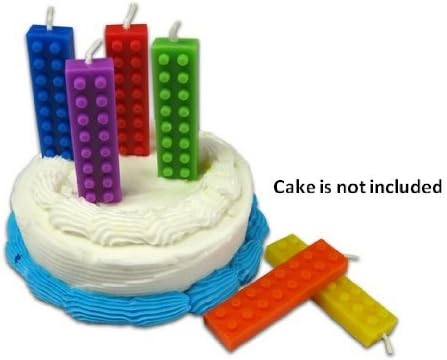Lego style Bricks Blocks Candles Fun Birthday Party Candles Set of 6