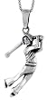 Sterling Silver Lady Golfer Charm, 1 3/16" (30mm).