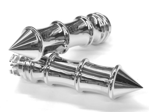 Motorcycle Skeleton Spike Chrome Hand Handlebar Grips Grip Custom High Quality Chrome Billet Grips Fits Cruisers, Choppers, Harley Davidson, Suzuki, Kawasaki, Yamaha, Honda, Metric Motor Bikes, Hogs with 1