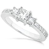 Search : 3/4ctw 14k White Gold Three Stone Princess Cut Diamond Engagement Ring (HI/I1)