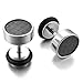 Men's 8mm Stainless Steel Resin Stud Carbon Fiber Earrings Black Silver Tapers Cheater Faux Fake Ear Plugs Gauges Illusion Tunnel Non Pierce Body Jewelry