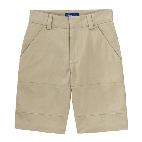 Boys'@ Class Stitched Shorts With Expandable Waist- Khaki(16)