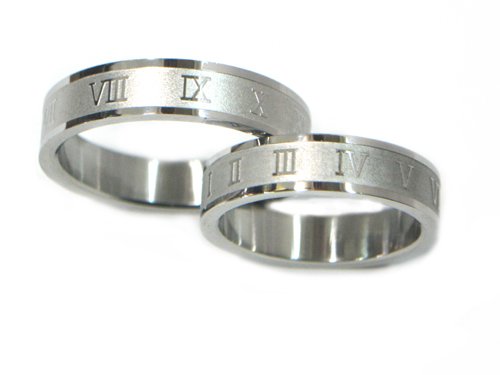 ローマ数字デザイン　ペアリング　刻印無料サービス【STAINLESS STEEL】