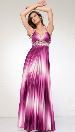 2126 SATIN PRINT SEXY WAIST KEYHOLY EVENING PROM LONG GOWN