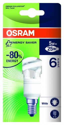 Osram 63161B1 Duluxstar Mini Twist E14 mini Energiesparlampe in gedrehter Form 5W/827, war Preisvergleich