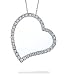 Bling Jewelry Sterling Silver Pave CZ Open Heart Pendant with 16