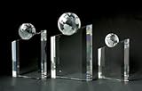 Slanted Block Globe Crystal Award - Small