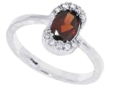 0.81Ct Oval Garnet Ring with Diamonds in 14Kt White Gold
