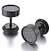 Men's 8mm Stainless Steel Stud Resin Carbon Fiber Earrings Black Silver Tapers Plugs Tunnel