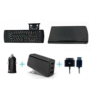 Apple IPAD Portable Wireless Bluetooth Keyboard & Compact USB Power IPAD Charger Duo with Charge/Sync Cable Value Pack