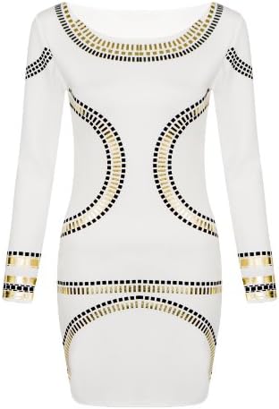 Womens Ladies Celebrity Kim Kardashian Plus Size Gold Foil Bodycon Mini Dress - Cream - UK20 - (95% Polyester, 5% Elastane)
