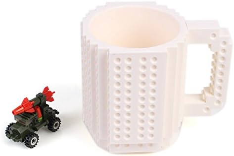 DIY Building Blocks Mug Coffee Cup Build on Brick Block Coffee Tea Beverage Mug Cups (White)