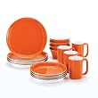 Rachael Ray Dinnerware Round and Square Dinnerware Set, 16-Piece, Orange