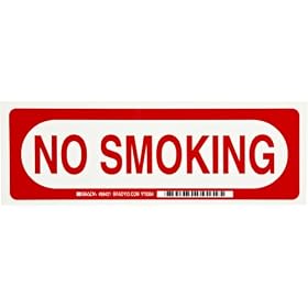 Brady 88421 10" Width x 3-1/2" Height B-302 Polyester, Red on White "No Smoking" Sign