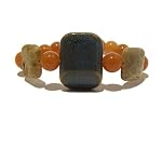 Aragonite Bracelet 02 Stretch Fossil Coral Yellow Red Aventurine Blue Ceramic Gemstone 7