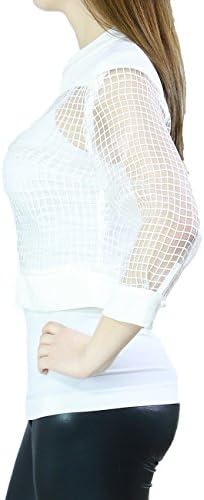 Women's Junior Fits Light Weight See Through Casual Zippered Jackets (LARGE, WHITE-T15924)