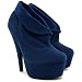 Suede Felt Style Stiletto Heel Platform Ankle Shoe Boots "Gia" Blue US Sz 7