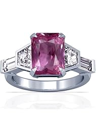 Platinum Emerald Cut Pink Sapphire Fana Designer Ring