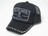 バンソン vanson スカルワッペン付き ポリウレタン メッシュキャップ 黒×黒