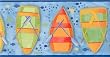 Navy Row Boats Wallpaper Border