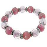 Pink Round Flowers Murano Glass Bracelets